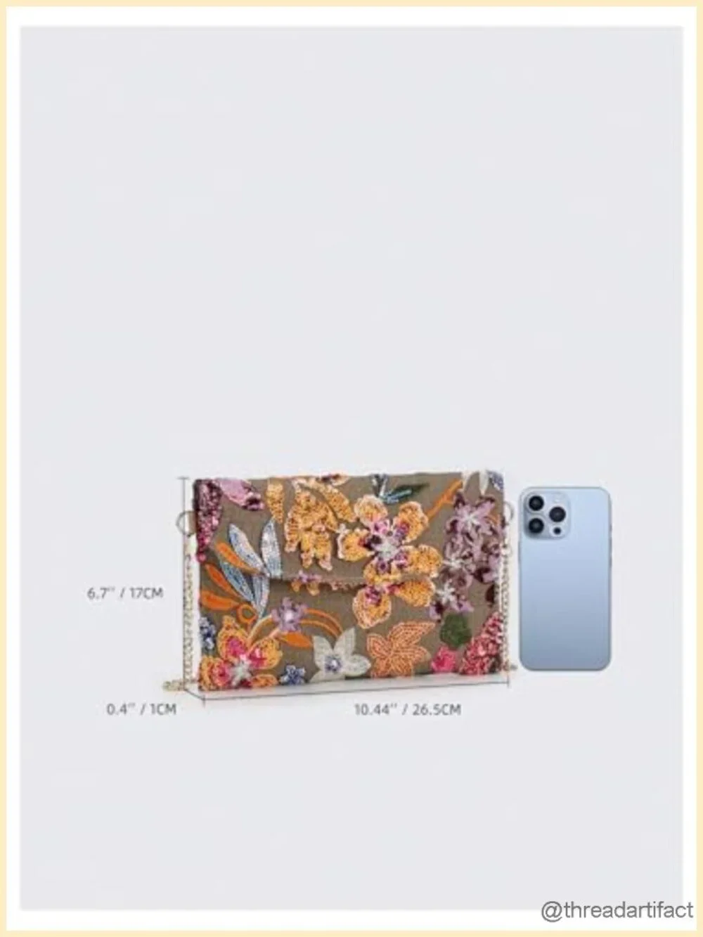 Floral Embroidery Sequin Beaded Clutch Evening Party Purse Chain Strap